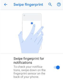 How to enable fingerprint swipe gesture on Pixel 3 Pie
