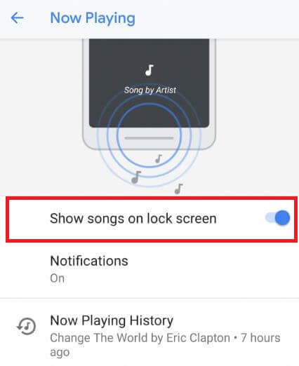 How to turn on Now playing Pixel 3 Pie