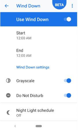 How to turn on Wind down on Pixel 3