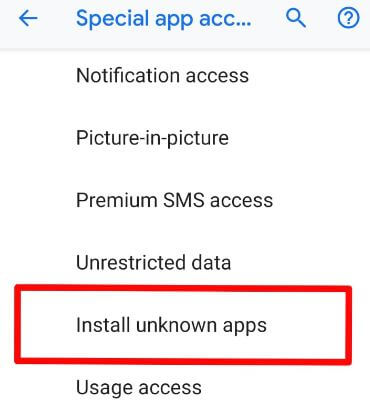 Install unknown apps on Pixel 3 Pie