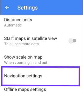 Navigation settings on android phone