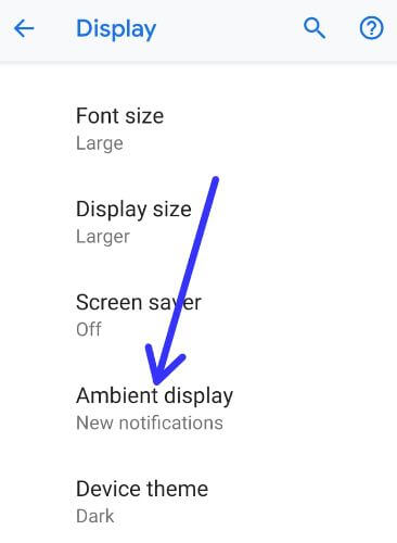 Pixel 3 ambient display settings