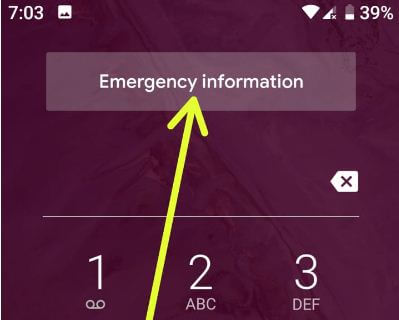 Pixel 3 emergency information