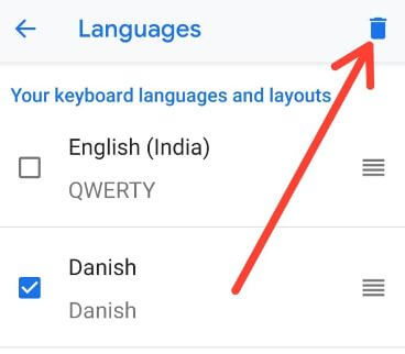 Remove keyboard language on android 9 Pie