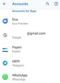 Turn off apps sync with Google account on android 9 Pie
