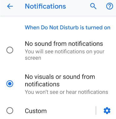 Turn on Do not disturb mode Pixel 3