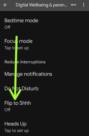 Turn on Flip to Shhh on Android devices