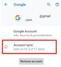 Turn on Google sync on Android 9 Pie