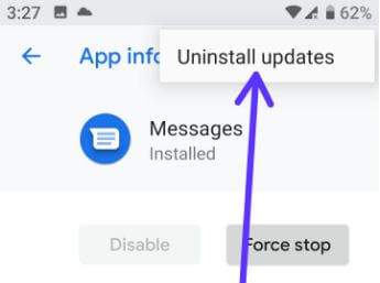 Uninstall updates android 9 Pie