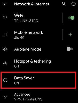 Use data saver in Android 10