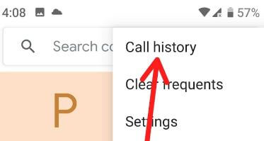 View call history android 9 Pie
