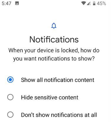 Adjust lock screen notifications on Pixel 3