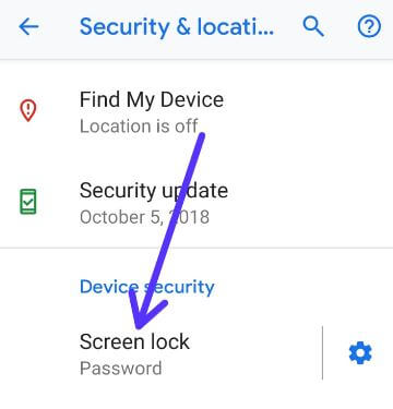Adjust screen lock settings on Pixel 3 Pie