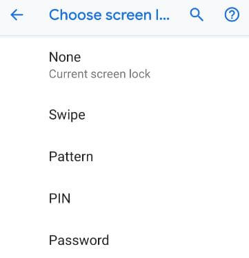 Set up screen lock on Pixel 3 Pie