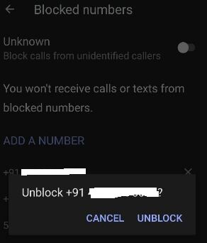 Unblock call on Google Pixel 3 and 3 XL