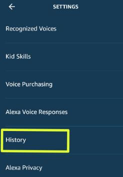 Alexa history on Android devices