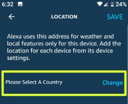 Change Amazon Alexa country in Android