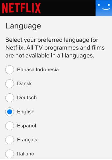 Change Netflix preferred audio language on android