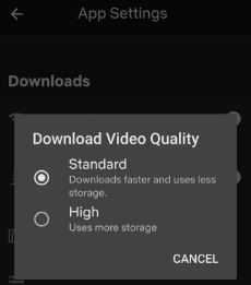 Change video quality on Netflix Android