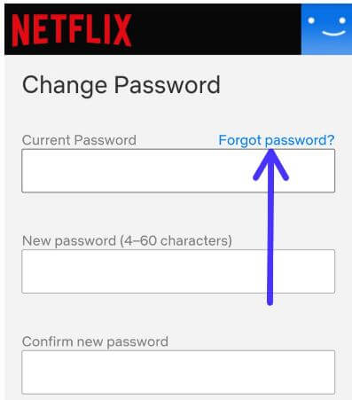Change your Netflix password android device