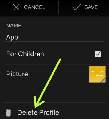 Delete a profile on Netflix app android devices