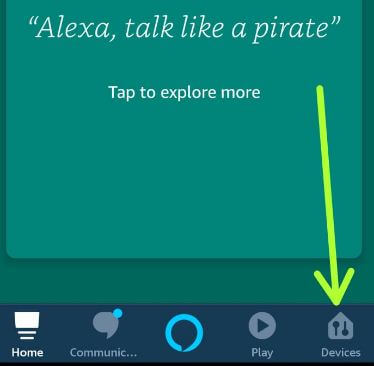 Devices settings on Alexa app