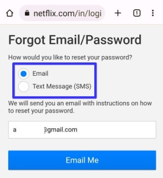 How to Reset Netflix Password using Phone Number or Email on Android