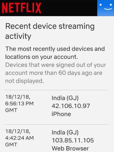 How to check recent device streaming activity on Netflix Android