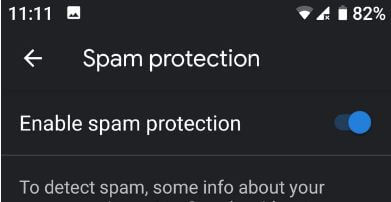 How to enable spam protection in android messages