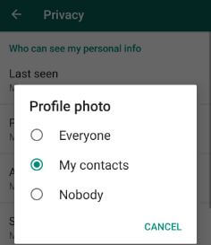 Come nascondere l'immagine del profilo di WhatsApp da un determinato contatto