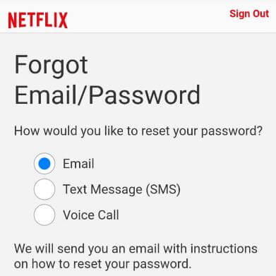 How to reset Netflix password on Android