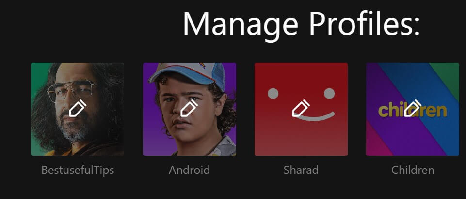 Manage profiles on Netflix PC