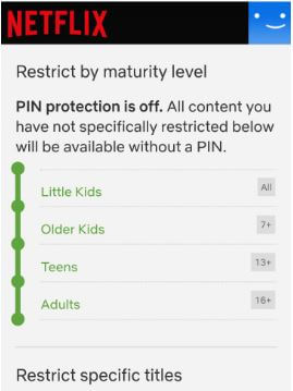 Set a PIN on Netflix parental control to restrict viewing content