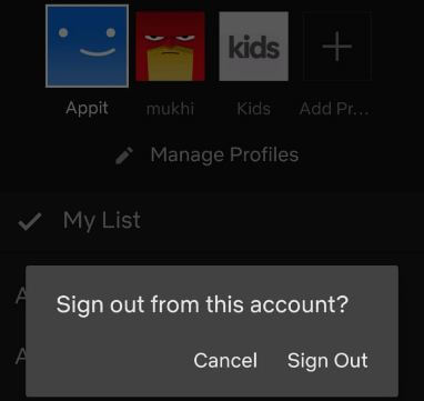 Sign out of all devices Netflix app on android