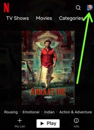 Tap on Netflix profile icon to change it
