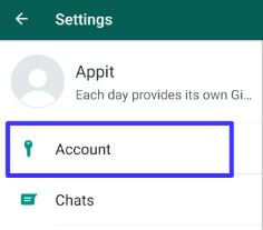 Impostazioni dell'account WhatsApp per nascondere foto
