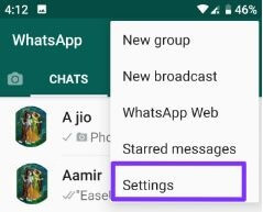 Impostazioni dell'app WhatsApp per nascondere la foto del profilo