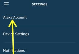 Alexa account settings for set up voice profile 