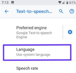 Change text to speech voice Android 9 Pie