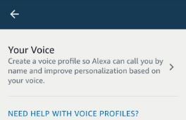 Create a voice profile on Alexa app