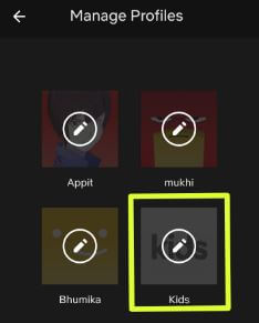 Create separate profile for kids on Netflix app android