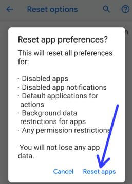 Google Pixel 3 reset app preferences