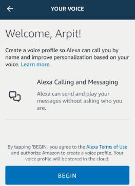 How to create a voice profile on Alexa app android