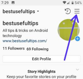 Instagram profile access on Android