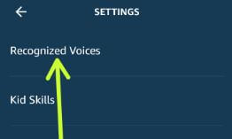 Recognized voice settings Alexa