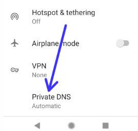 Private DNS settings in android 9 Pie