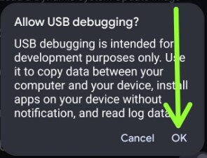 Allow USB Debugging on your Android device