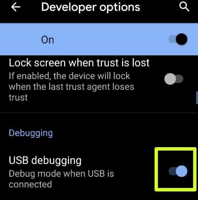 How to turn on USB debugging on Android 10