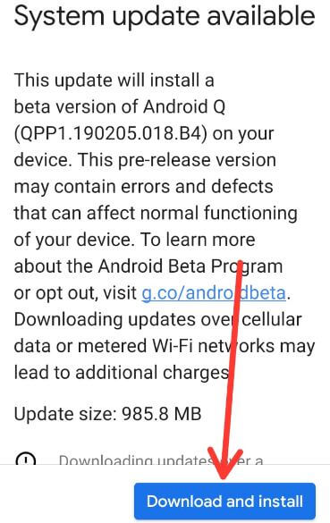 Install Android Q Beta 1 on the Pixel