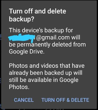 Disable Google drive backup on Android Pie 9